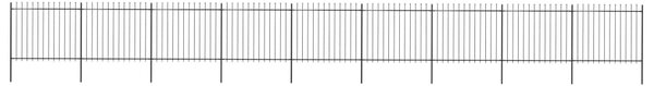 Garden Fence with Spear Top Steel 15.3x1.5 m Black