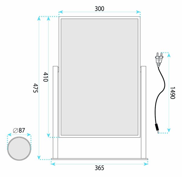 Mirror LED LUMI Black 30x40cm