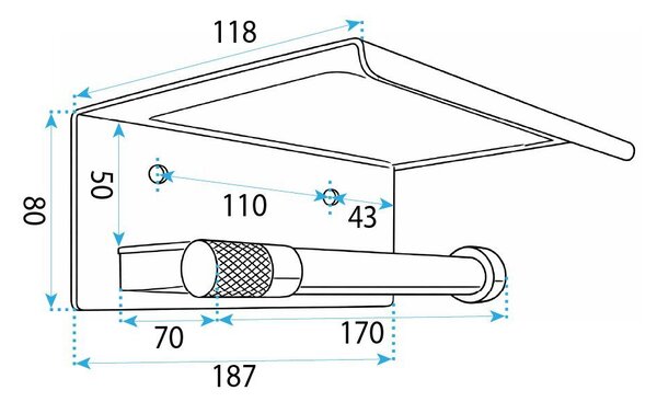 Toilet paper holder with shelf 39105A ORI Titan