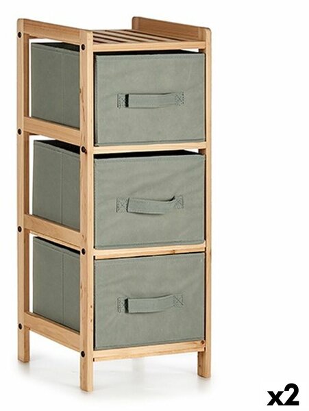 Chest of drawers Grey Wood Textile 28 x 70 x 29,5 cm (2 Units)