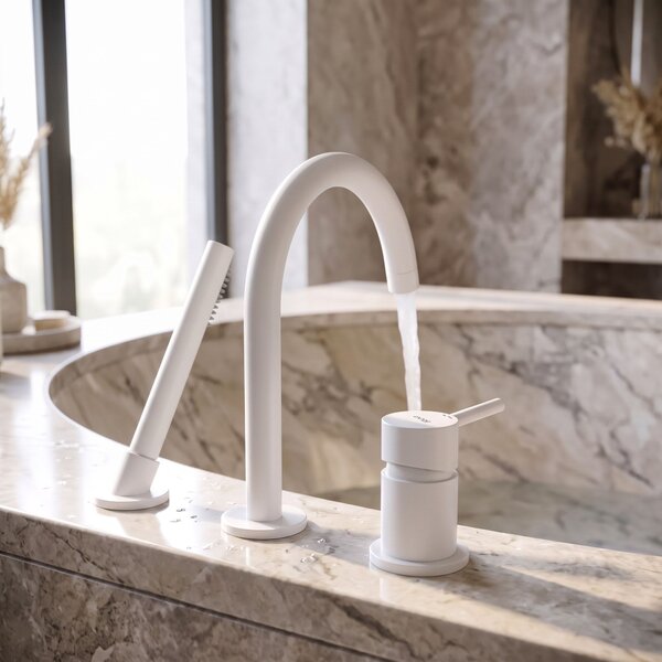 3-Hole Bathtub Faucet Rea Lungo White
