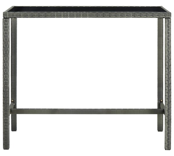 Garden Bar Table Grey 130x60x110 cm Poly Rattan and Glass