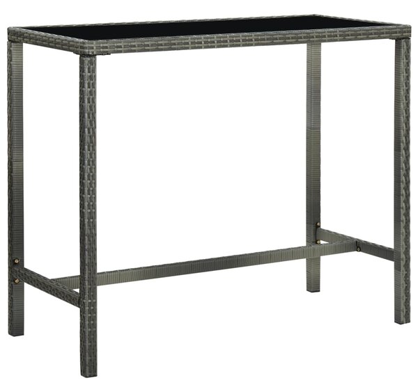 Garden Bar Table Grey 130x60x110 cm Poly Rattan and Glass