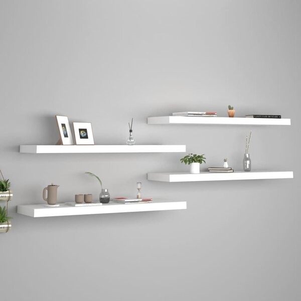 Floating Wall Shelves 4 pcs White 90x23.5x3.8 cm MDF