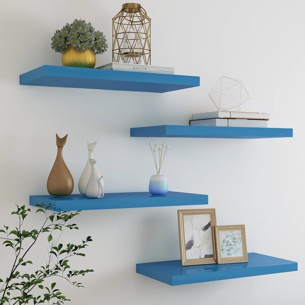 Floating Wall Shelves 4 pcs Blue 60x23.5x3.8 cm MDF
