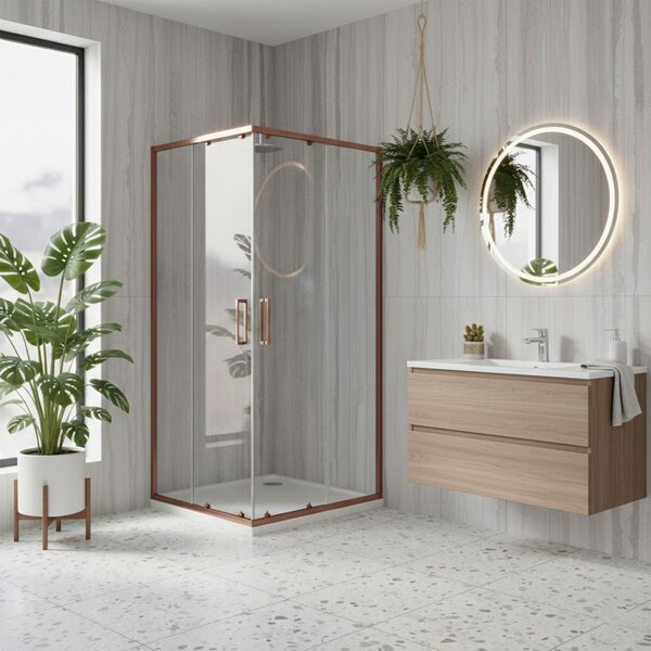 Shower enclosure Rea City 90x90 Brush Copper