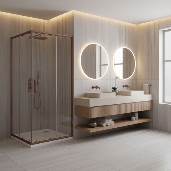 Shower enclosure Rea City 90x90 Brush Copper