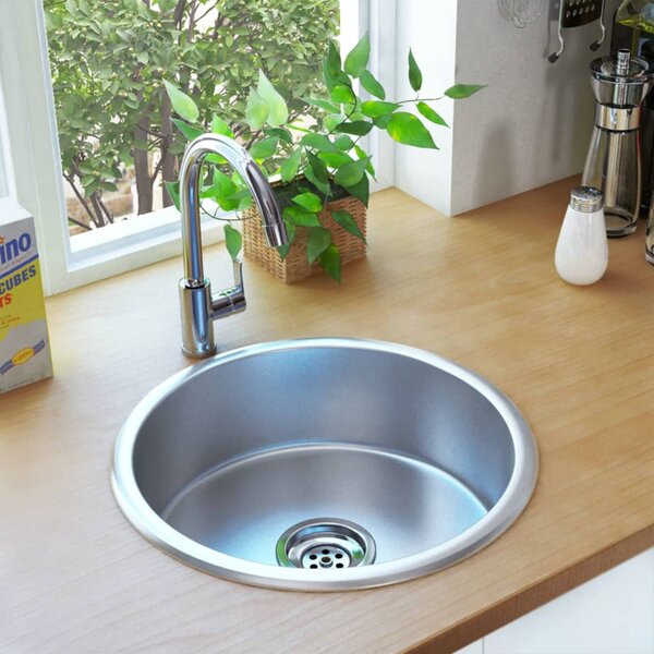 Kitchen Sink with Strainer and Trap Stainless Steel