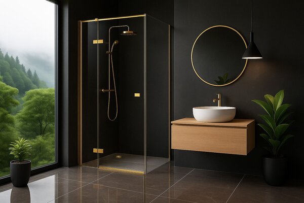 Shower enclosure Rea Atlas 80x90 Brush Gold