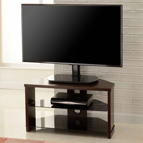 Midvale 1050mm Wooden Corner TV Stand With 2 Glass Shelves - Walnut