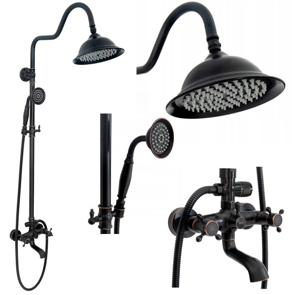 Shower set with shower spout Rea Retro Old Black