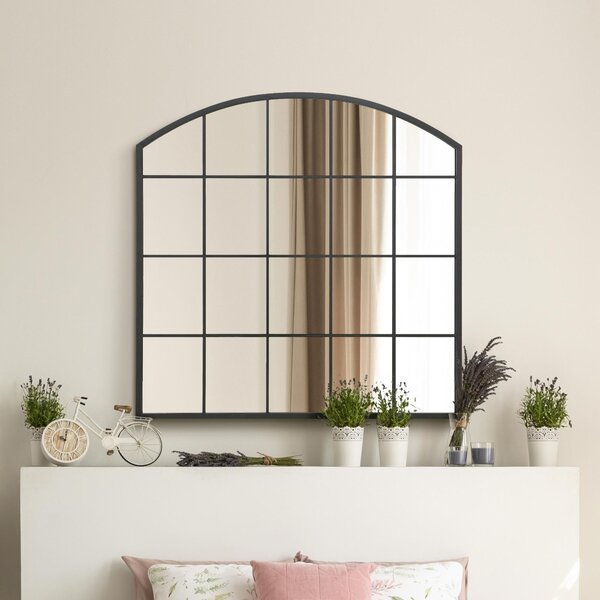 Arcus Window Arched Full Length Wall Mirror Black