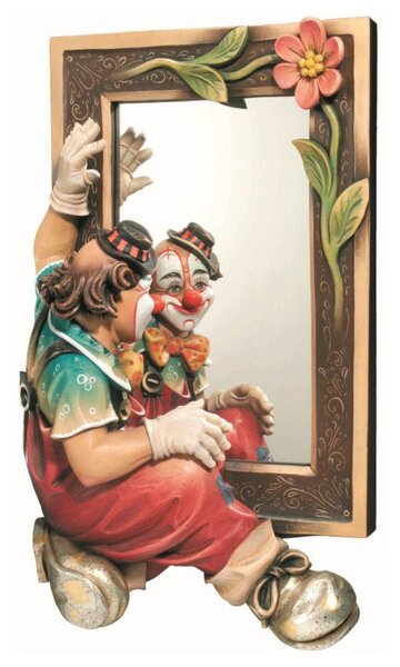 Mirror with a clown on the left