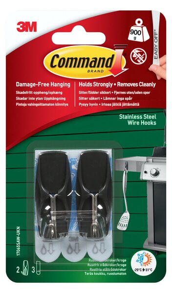 Command Outdoor Wire Hooks Black