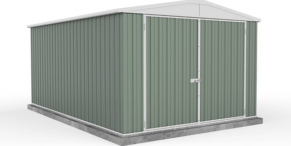 Absco 10x15ft Utility Workshop Apex Metal Shed - Green