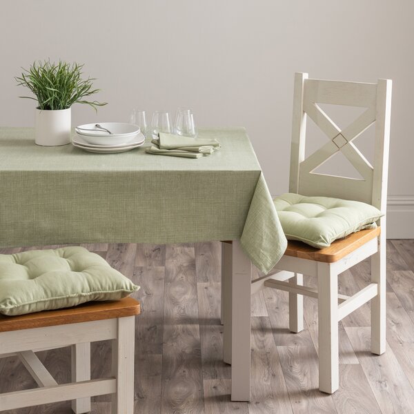 Wipe Clean Cotton Tablecloth Green
