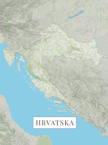 Map Hrvatska color, (30 x 40 cm)