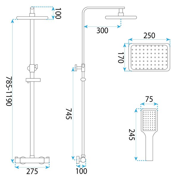 Shower set REA Tom gold