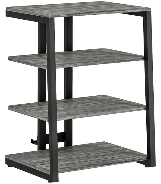 HOMCOM HiFi Stand, with Four Storage Shelves - Dark Grey