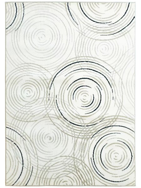 HOMCOM Modern Area Rug, Swirl Pattern Machine Washable Rug, Allergy-Friendly Floor Carpet for Living Room, Bedroom, Dining Room, Home Office, 170 x 120 cm, Cream White