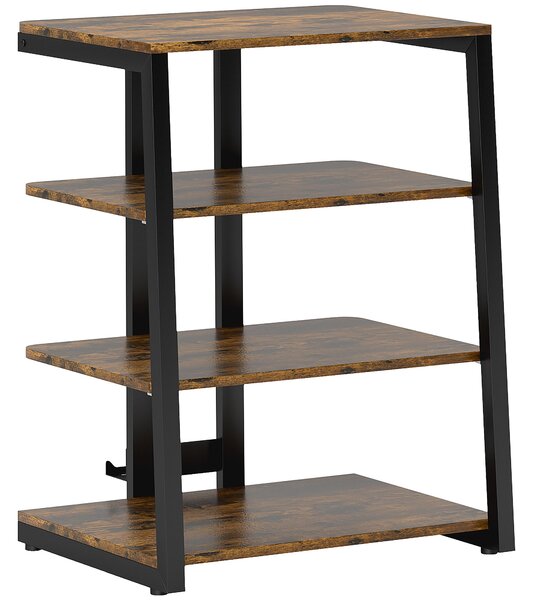 HOMCOM HiFi Stand, with Four Storage Shelves - Rustic Brown