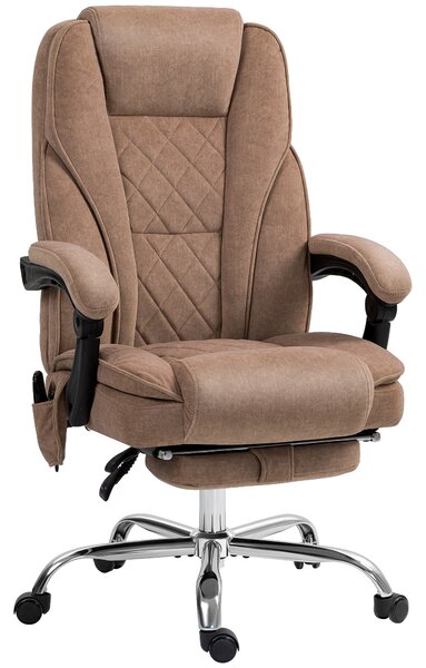 Vinsetto Massage Office Chair, Heated Reclining Computer Chair with Adjustable Height and Footrest, Brown