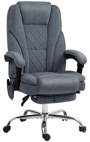 Vinsetto Massage Office Chair, Heated Reclining Computer Chair with Adjustable Height and Footrest, Dark Grey