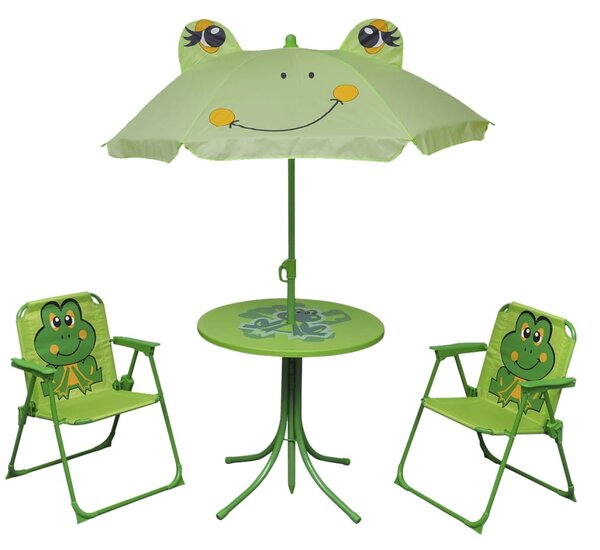 3 Piece Kids' Garden Bistro Set with Parasol Green