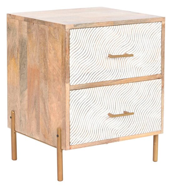 Nightstand Home ESPRIT White Brown Golden Iron Mango wood 40 x 36 x 50 cm