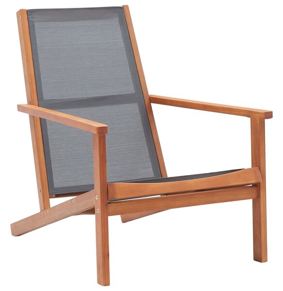 Garden Lounge Chair Grey Solid Eucalyptus Wood and Textilene
