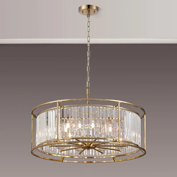 Crown 80 cm Convertible Pendant Or Semi Flush Light In Gold Finish with Crystal Glass IP44