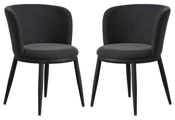 Nixa Black Velvet Dining Chairs In Pair