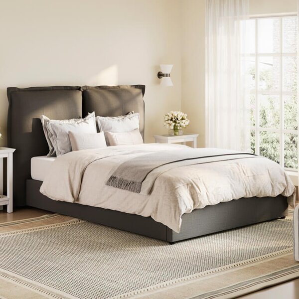 Slane Fabric Double Bed In Deep Grey