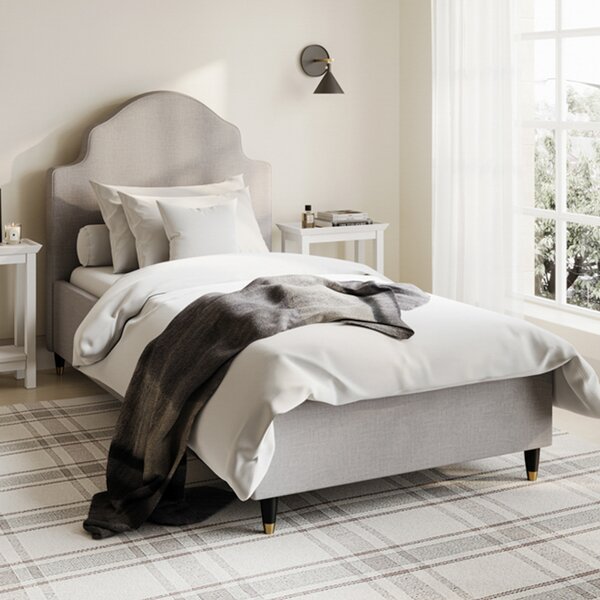 Marquette Fabric Single Bed In Light Grey