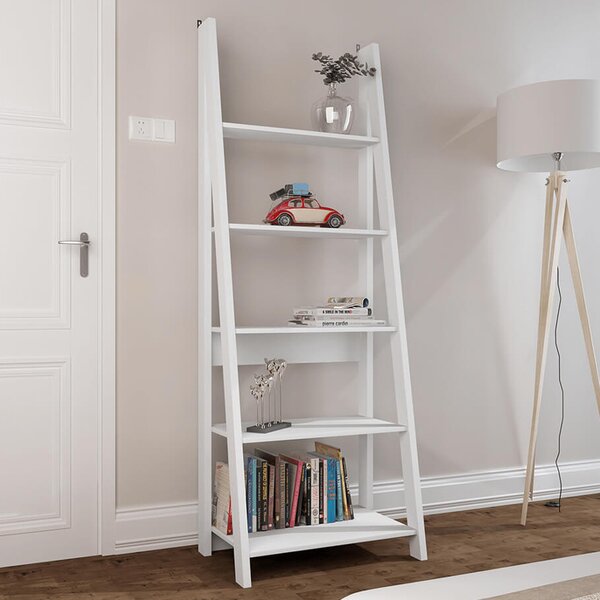 Travis Wooden Bookcase With 5 Shelves In White