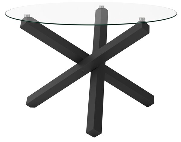 Cupric Round Clear Glass Dining Table With Black Metal Legs