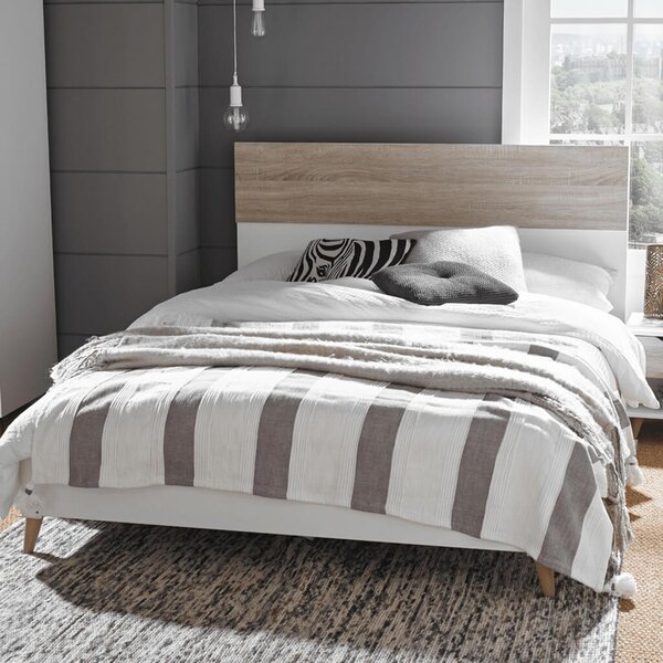 Selkirk Wooden Double Bed In White And Oak