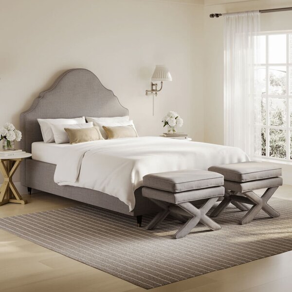 Quechee Fabric Double Bed In Light Grey
