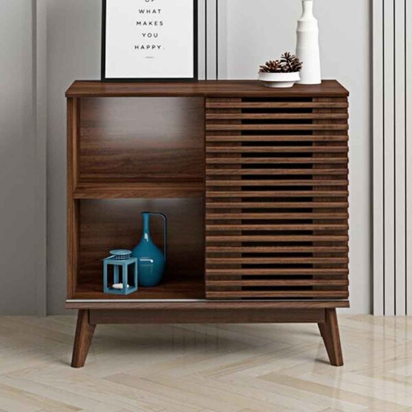 Ilford Wooden Display Stand With 1 Sliding Door In Columbian Walnut