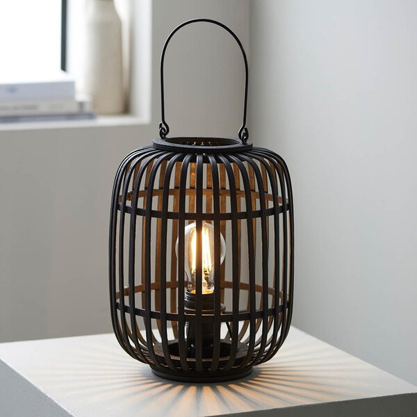 Murray Dark Bamboo Wood Table Lamp In Matt Black