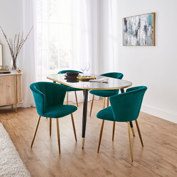 Kendall Dining Chair, Velvet Teal (Blue)