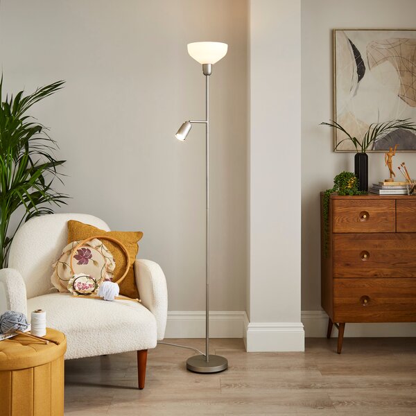 Industrial Mother & Child Adjustable Floor Lamp Chrome