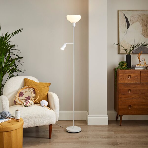 Industrial Mother & Child Adjustable Floor Lamp Ivory