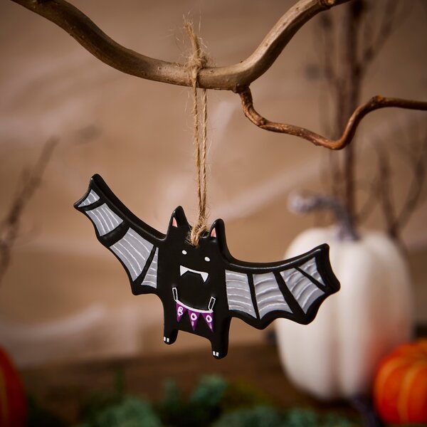 Ceramic Bat Hanging Decoration Black