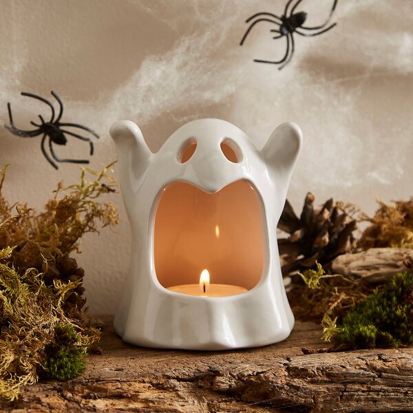 Ceramic Ghost Candle Holder White