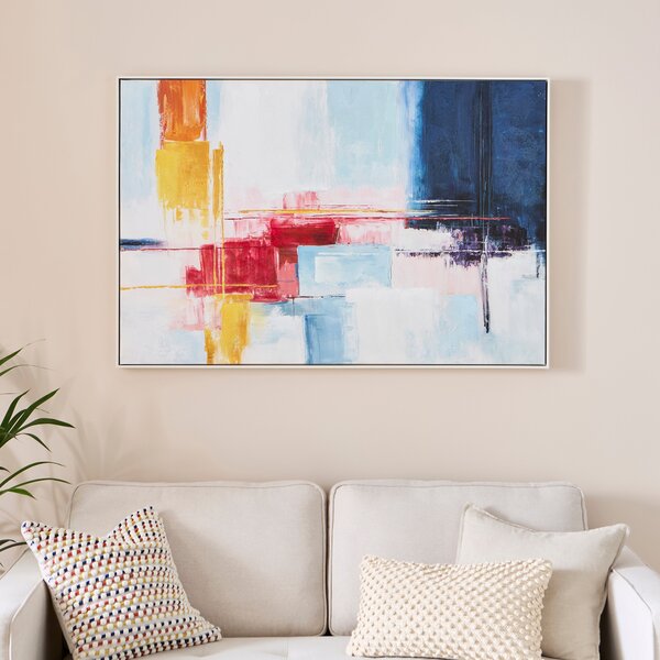 Elements Abstract Brushstrokes Framed Canvas MultiColoured