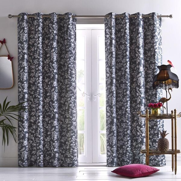 Oasis - Amelia Ready Made Eyelet Curtains Charcoal