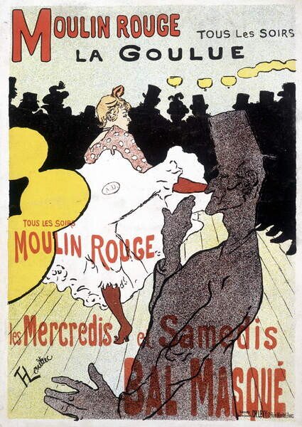 Fine Art Print Poster for Moulin Rouge and La Goulue, Toulouse-Lautrec, Henri de