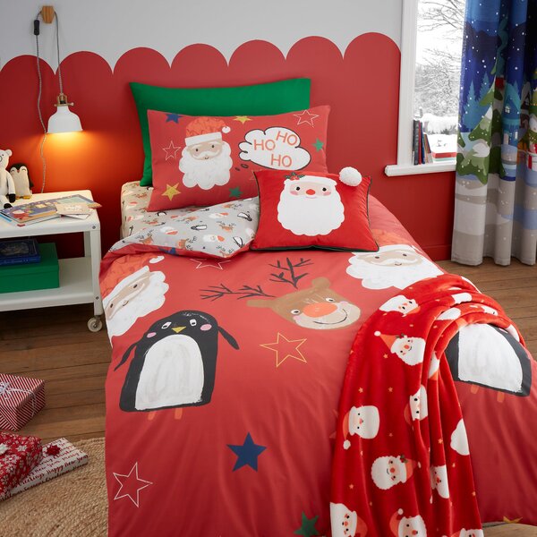 Christmas Ho Ho Ho Duvet Cover Bedding Set Red