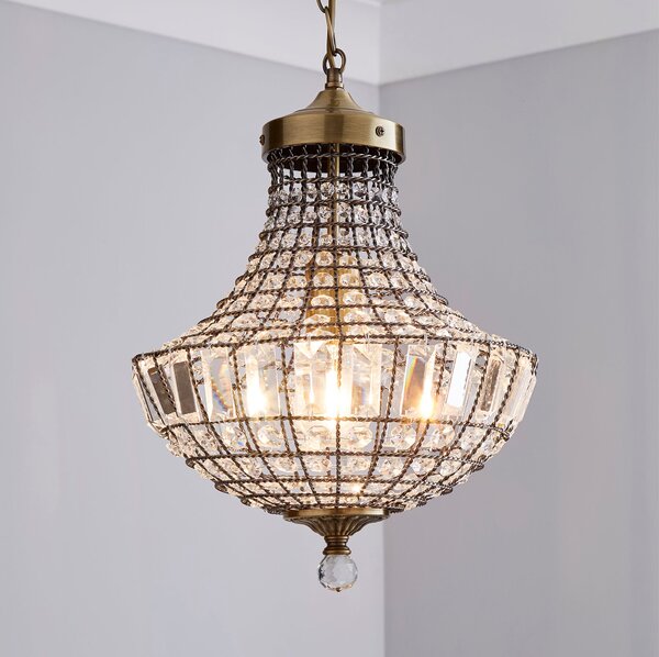 Knightsbridge Crystal Chandelier Antique Brass